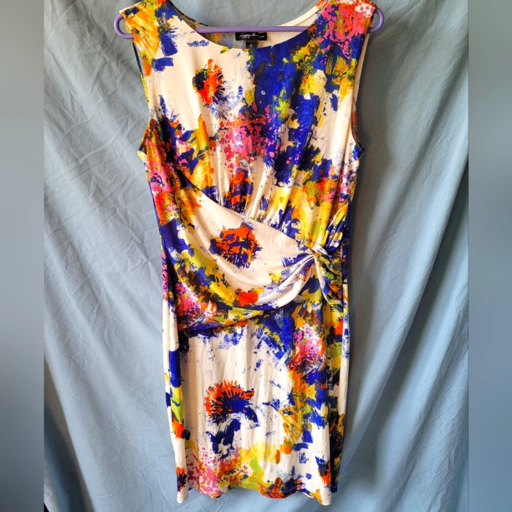 Suzi Chin for Maggy Boutique splatter paint bodycon dress (US 10)